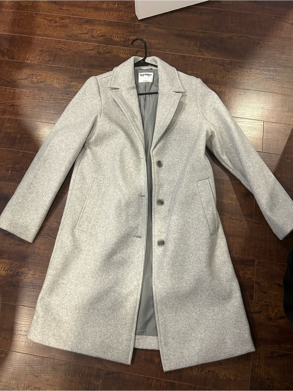 Old Navy Women's Light Gray Wool-Blend Long Coat